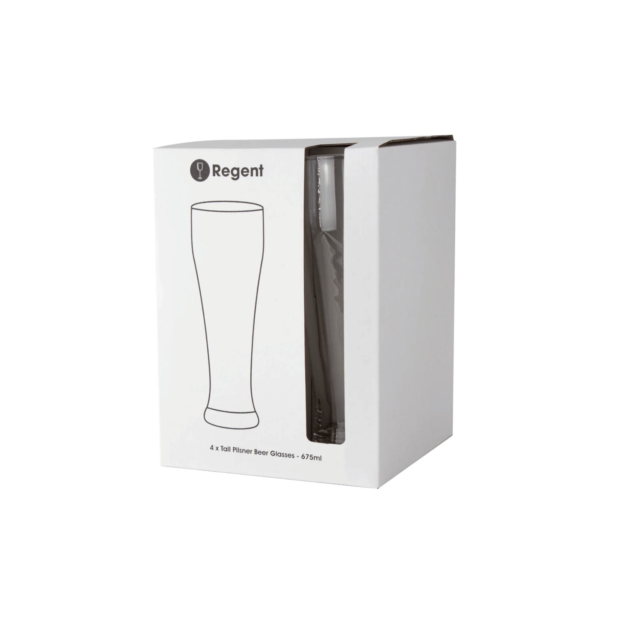 Regent – Tall Pilsner Glass – 675ml – 4 Pack