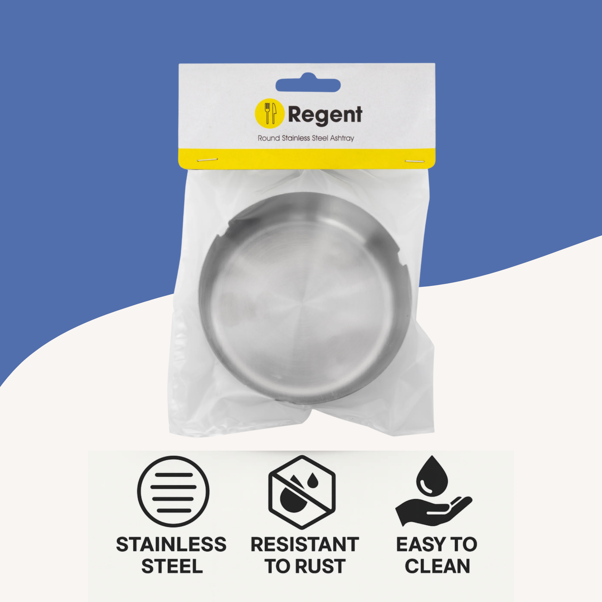 Regent – Ashtray – Round – Stainless Steel – 100mm