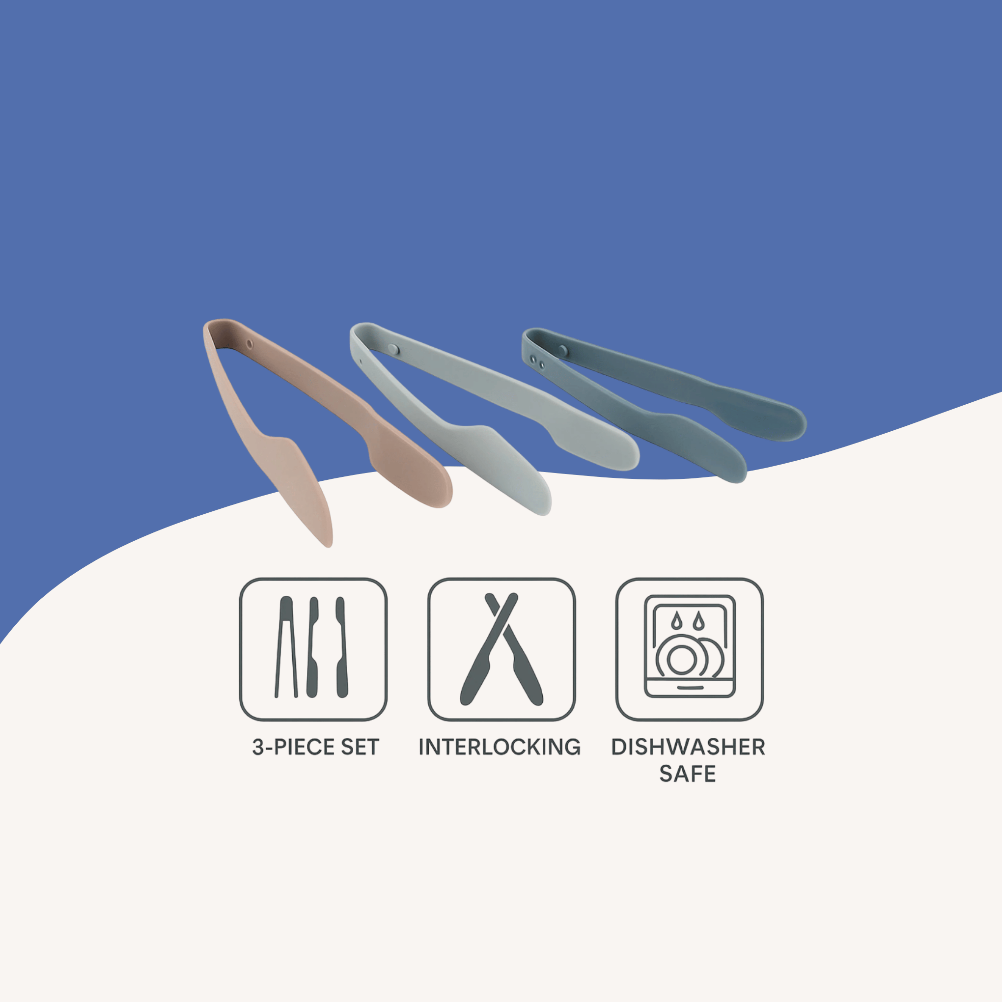 Regent – Kitchen Nesting Food Tongs – Plastic – 3 Piece Set