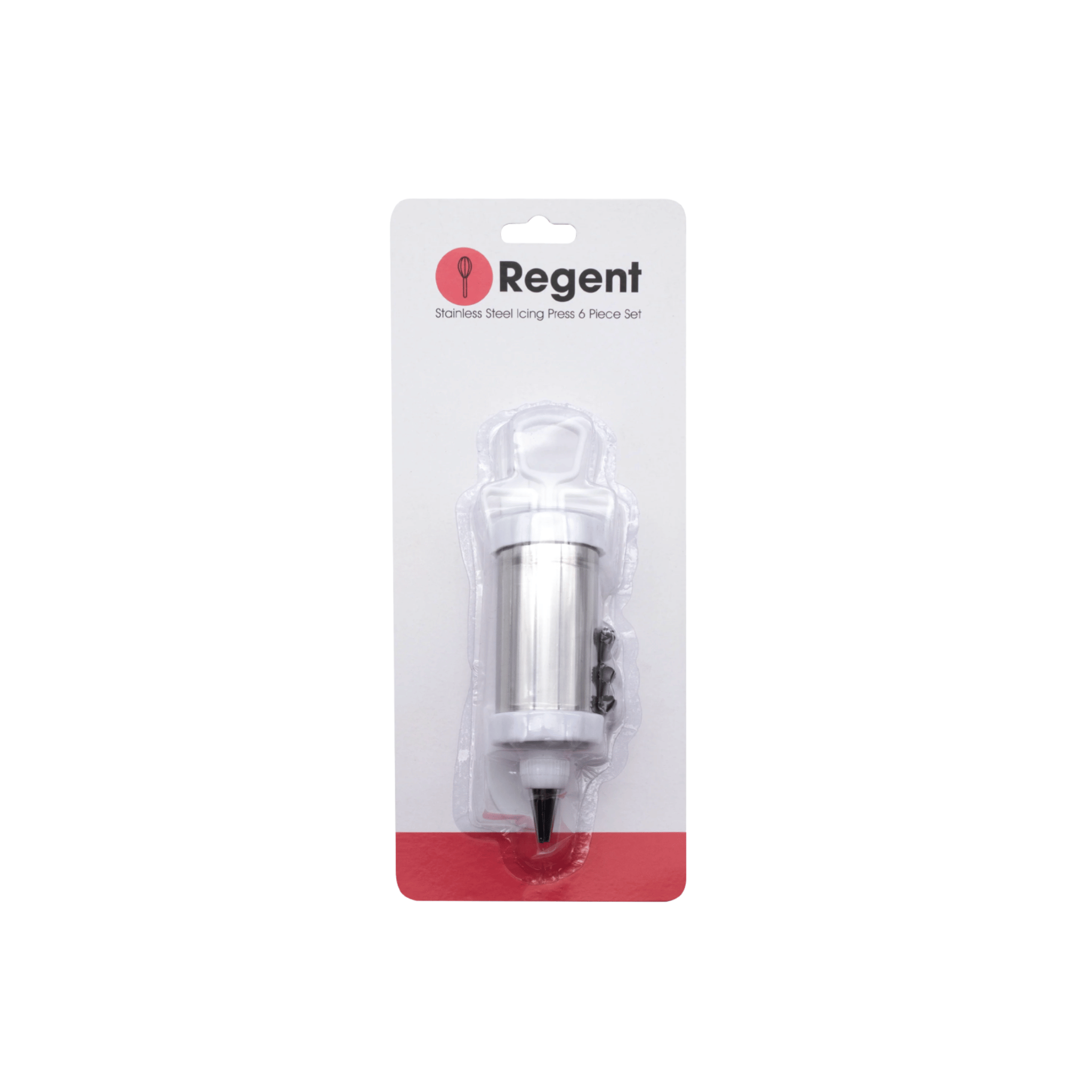 Regent Bakeware Icing Press Stainless Steel 6Pce Set, (205X50Mm Dia)