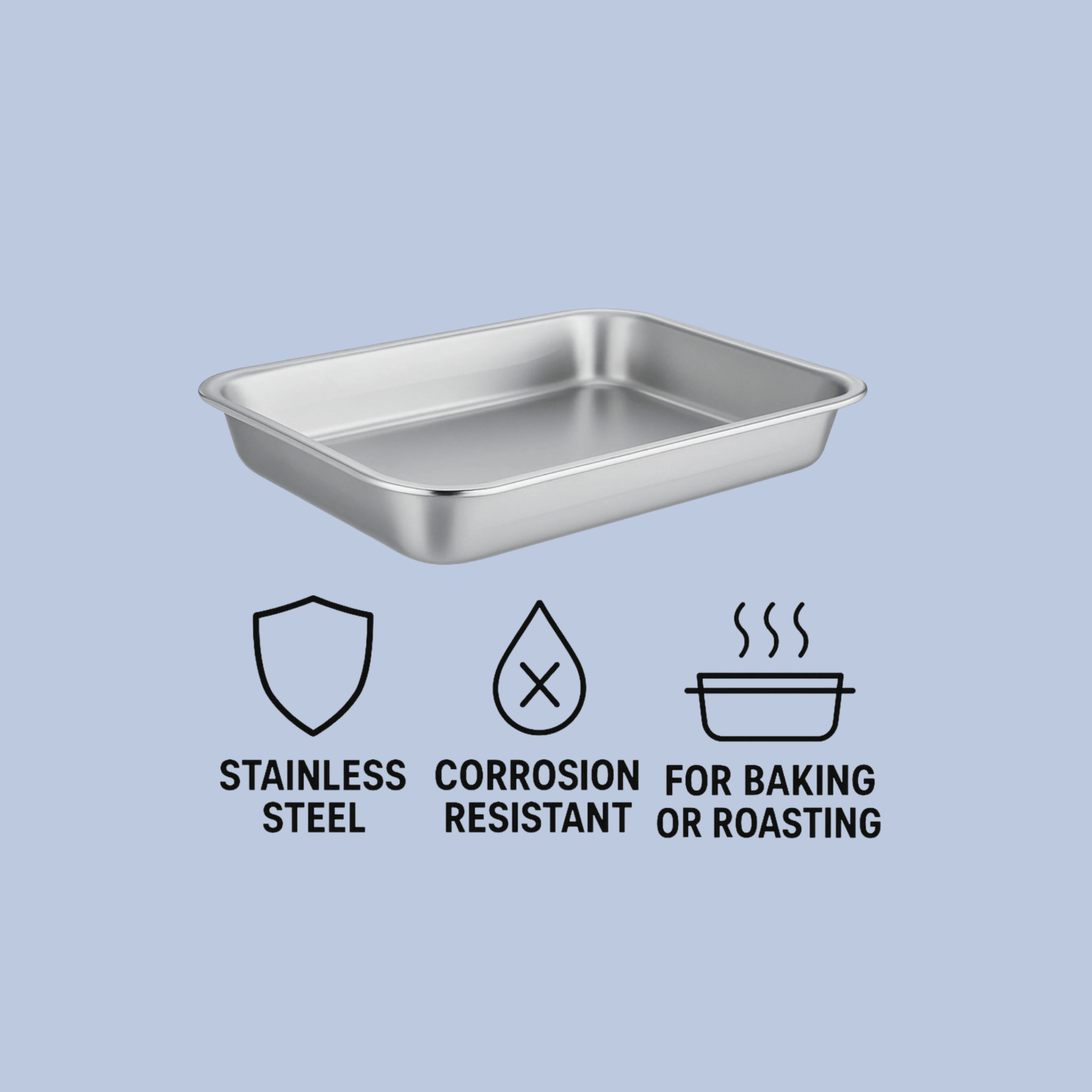 Regent Rectangular Roasting Dish – Stainless Steel – 200 x 270 x 48mm