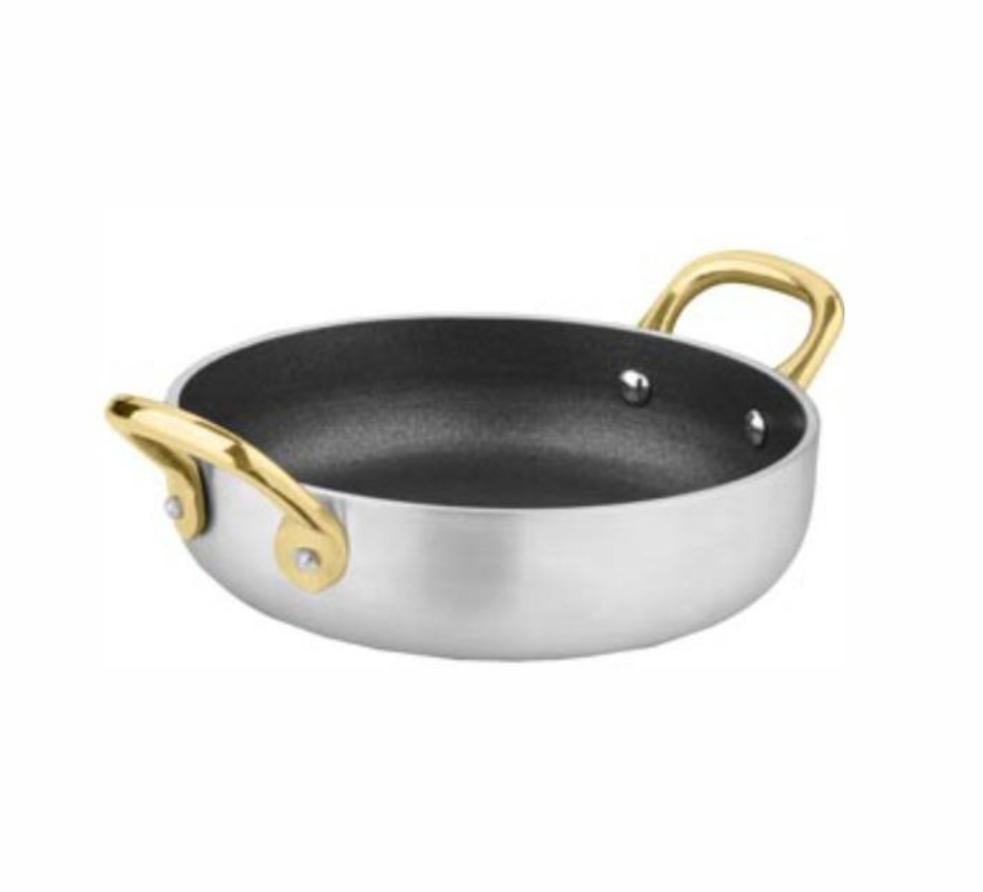 REGENT COOKWARE PAN WITH 2 BRASS HANDLES NON-STICK ALUMINIUM, 850ML (220X175MM:DX45MM) Alpaco Catering & Equipment
