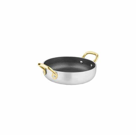 REGENT COOKWARE PAN WITH 2 BRASS HANDLES NON-STICK ALUMINIUM, 850ML (220X175MM:DX45MM) Alpaco Catering & Equipment