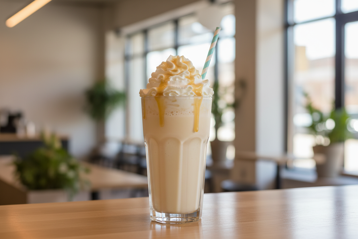 The milkshake needs to be topped with a vanilla drizzle sauce